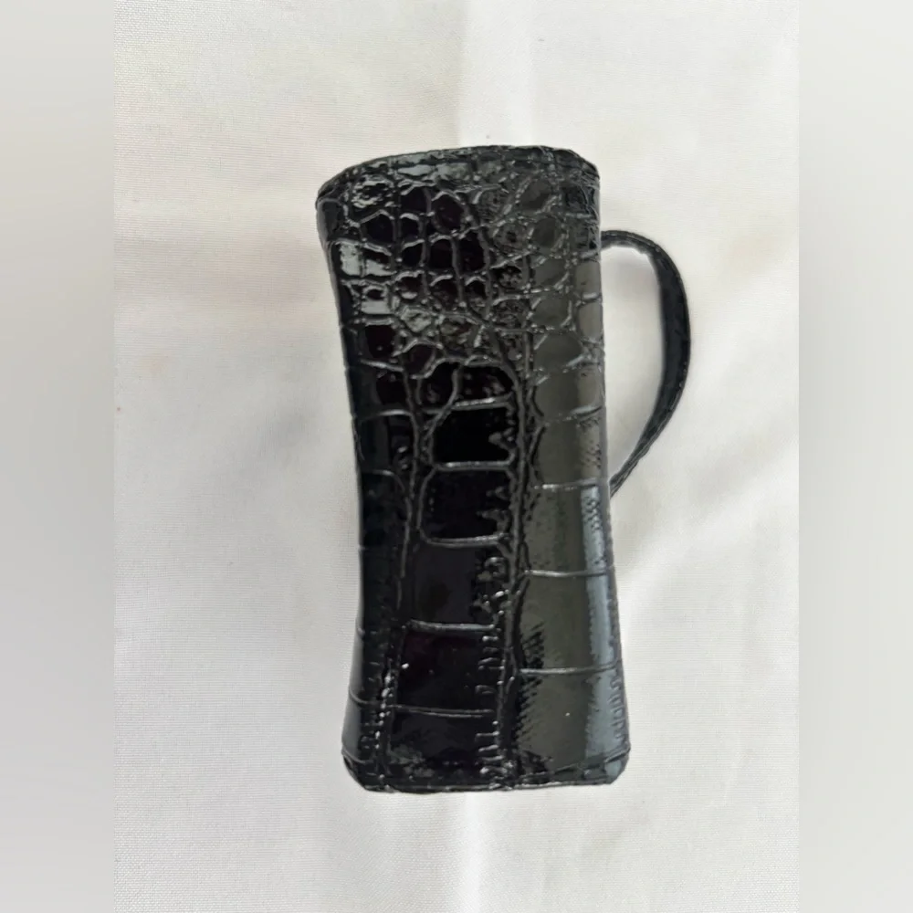 Vegan Leather Small Lipstick/Lip Balm Case in Black